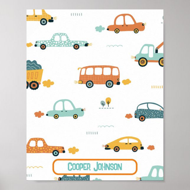 Custom car name pastel blue and orange  poster (Front)