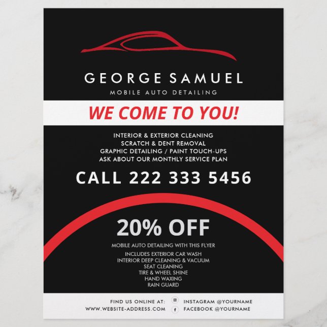 Custom Car Repair & Modern Auto Detailing  Flyer (Front)