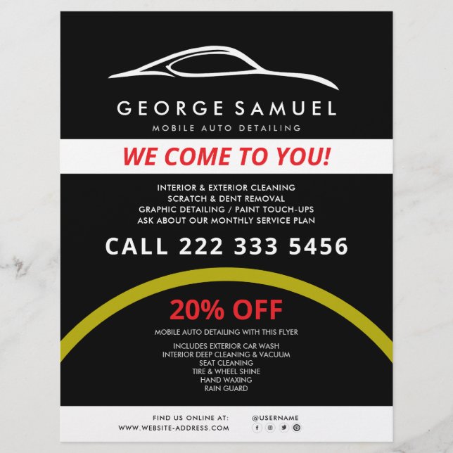 Custom Car Repair & Modern Auto Detailing  Flyer (Front)