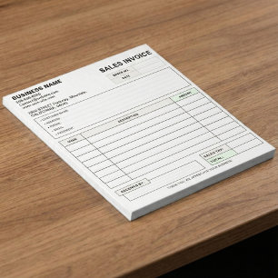 Custom Carbonless Sales Invoice Form, Company Name Notepad