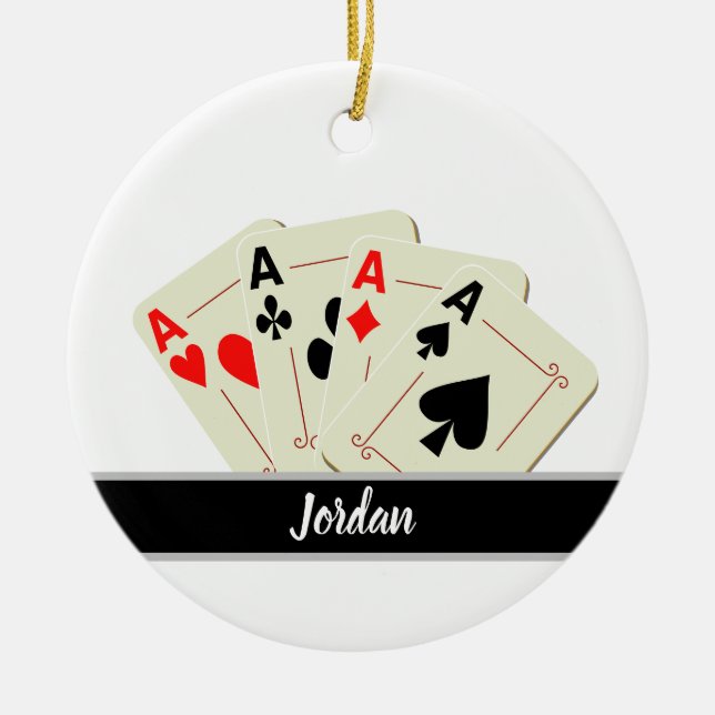 Custom Card Game Player Name  Ceramic Tree Decoration (Front)