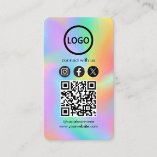 Custom Card Social Media QR Code Rainbow Hologram