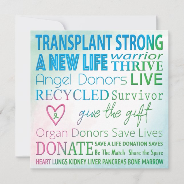 Custom Card Transplant Organ Donation Watercolor (Front)
