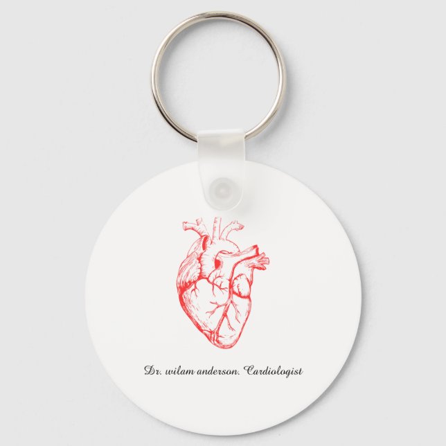 Custom Cardiologist Heart Anatomy Art Key Ring (Front)