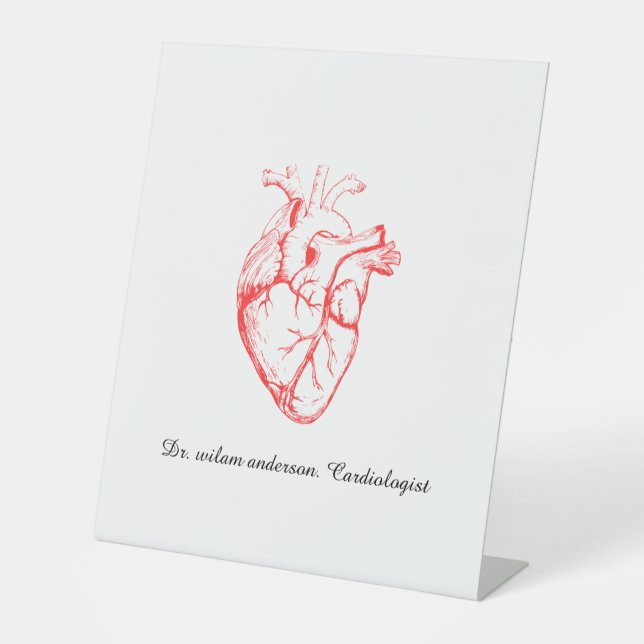 Custom Cardiologist Heart Anatomy Art Pedestal Sign (Front)