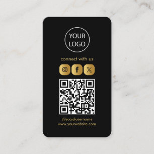 Custom Cards, Social Media QR Code Black Busin Business Card