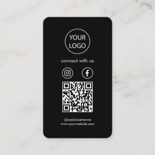 Custom Cards, Social Media QR Code Black Busin Business Card