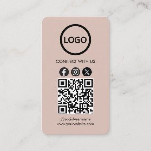 Custom Cards, Social Media QR Code Boho Beige Business Card