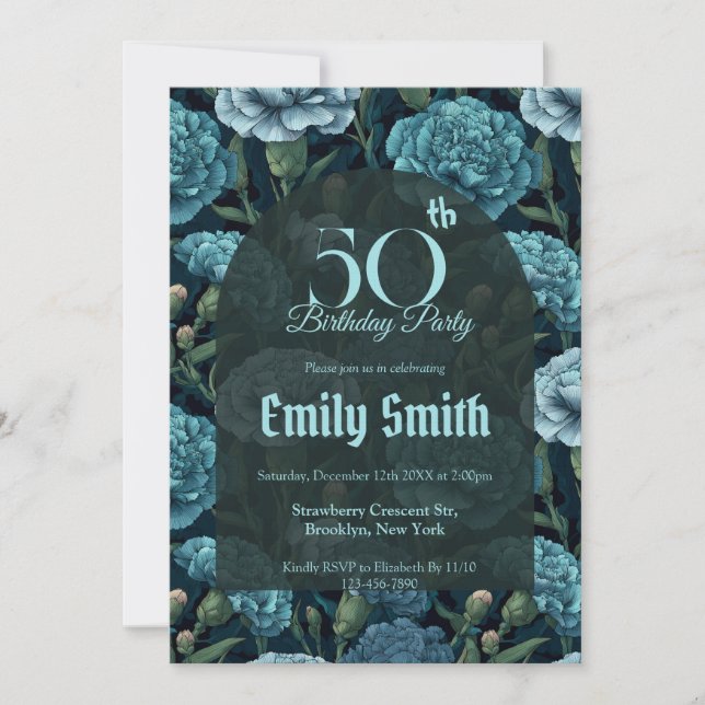 Custom Carnation Sparkle Happy Birthday Invitation (Front)