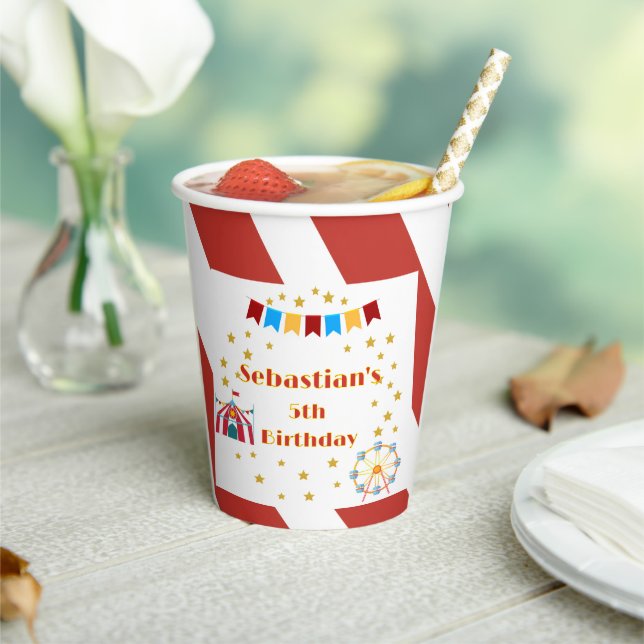 Custom Carnival Birthday Party Paper Cups (Insitu)