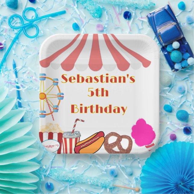 Custom Carnival Birthday Party Paper Plate (Party)