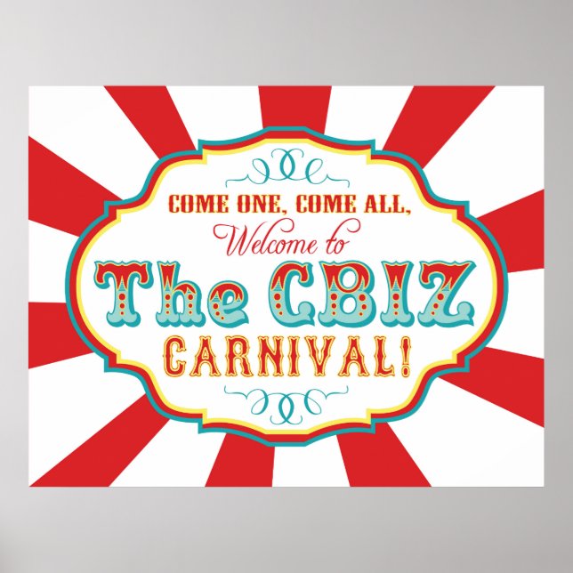 CUSTOM Carnival Circus Birthday Banner CBIZ Poster (Front)