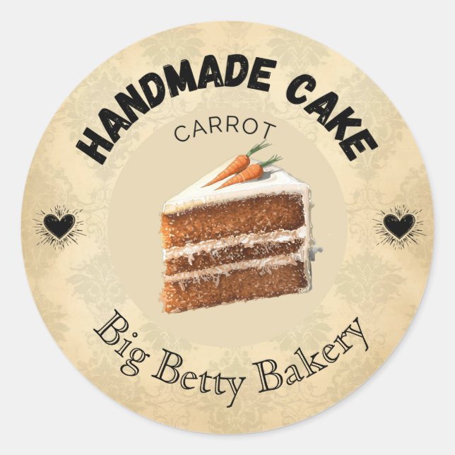 Custom Carrot Cake Labels | Personalised Bakery Pa (Front)