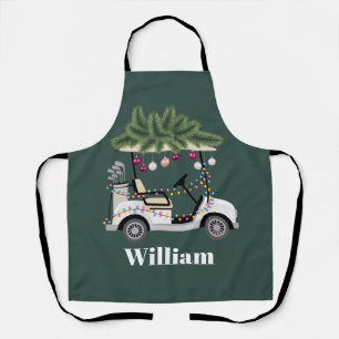 Custom Cart Name Golf Balls Christmas Golfer Apron