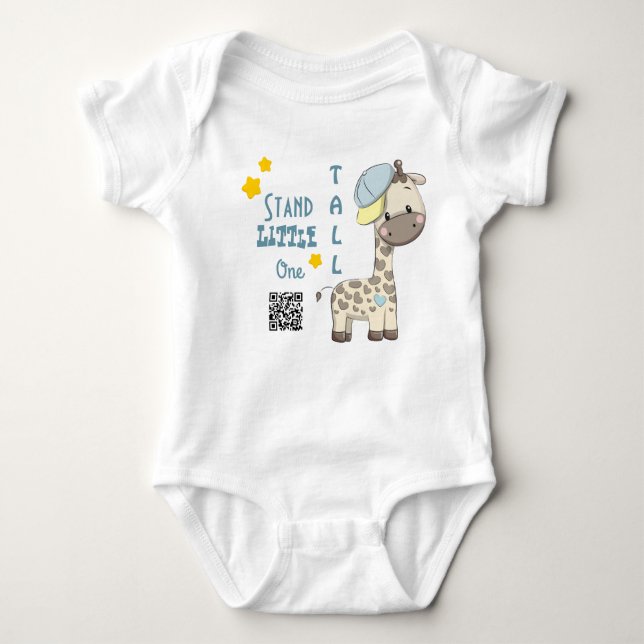 Custom Cartoon Baby Boy Giraffe  Bodysuit (Front)