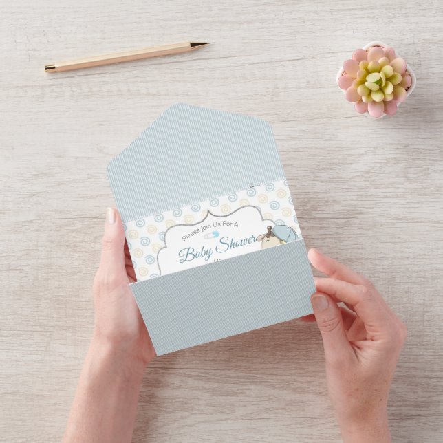 Custom Cartoon Baby Boy Giraffe Invitation (Video)