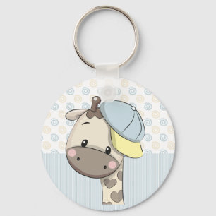Custom Cartoon Baby Boy Giraffe Keychain