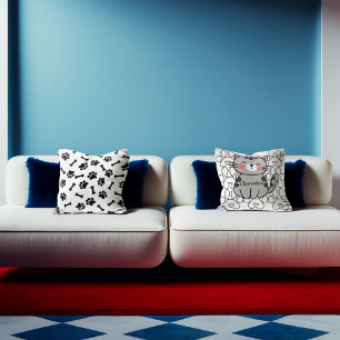 Custom cartoon cat name with cat paws  cushion