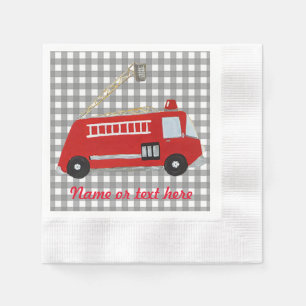 Custom cartoon Fire truck with text Napkin