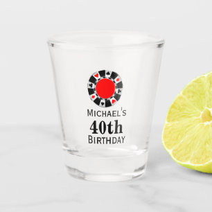Custom Casino 40th Birthday Party Favor Shot Glass