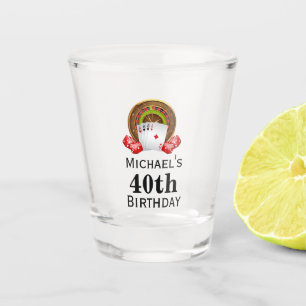 Custom Casino 40th Birthday Party Favour Shot Glas Glass