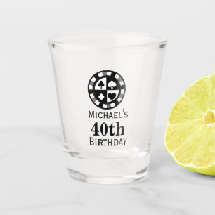 Custom Casino 40th Birthday Party Favour Shot Glas Glass