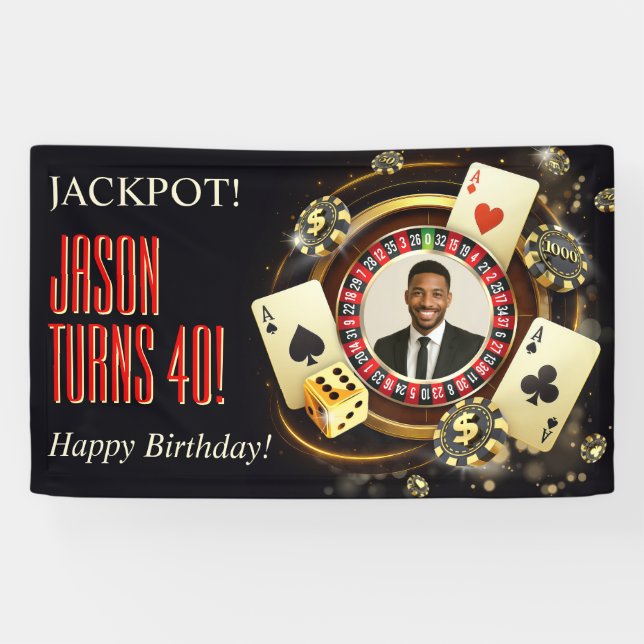 Custom Casino Party Banner, Vegas Party Photo Banner (Horizontal)