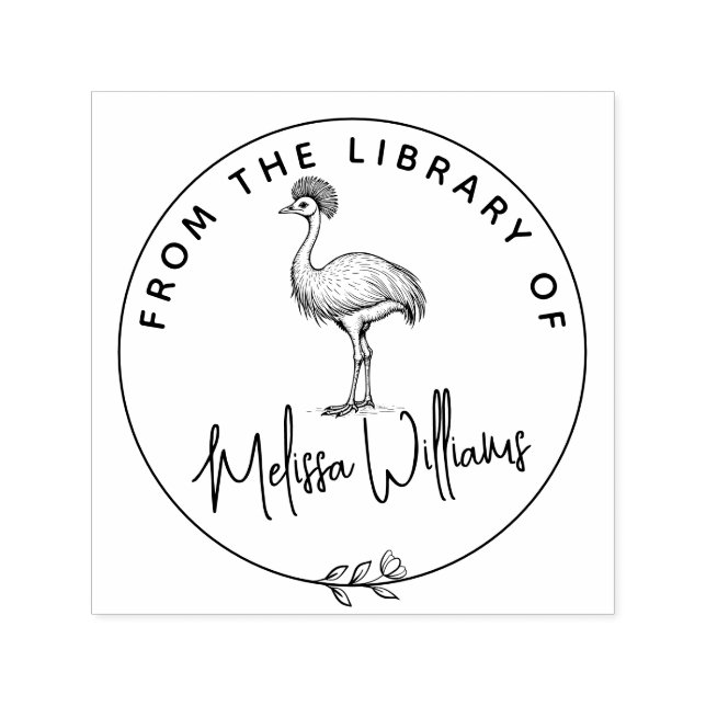 Custom Cassowary Ex Libris From the Library Book Self-inking Stamp (Design)