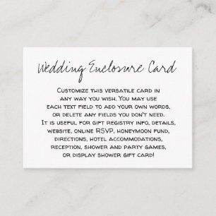 Custom, Casual DIY Black & White Wedding Enclosure Card