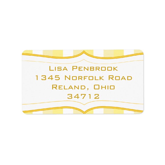 Custom Casual Yellow Stripe Address Label (Front)