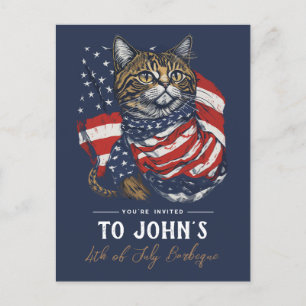 Custom Cat 4th of July Patriotic Party Invitation Postcard
