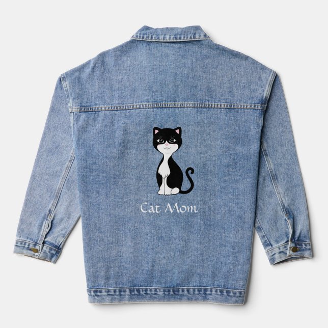 Custom Cat and Editable Text Denim Jacket (Back)