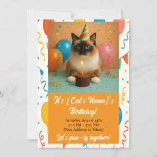 Custom Cat Birthday Party Invitation