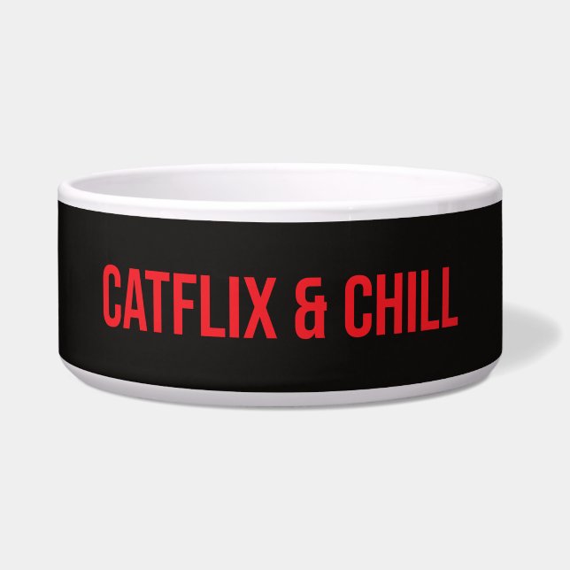 Custom Cat Bowl – “Catflix & Chill” (Front)