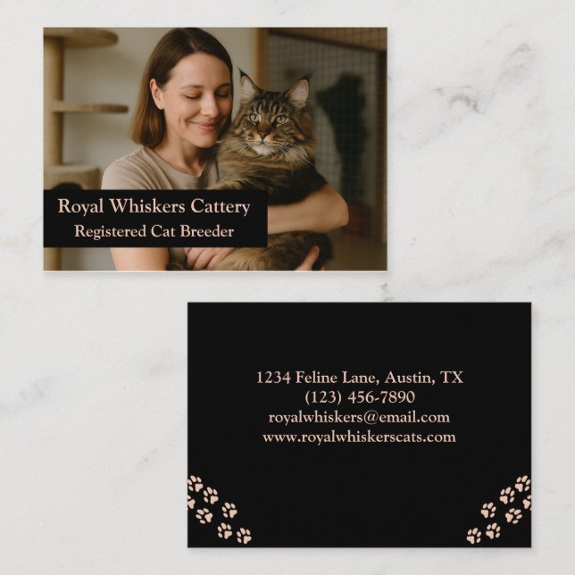 Custom Cat Breeder Business Card with Photo  (Front/Back)