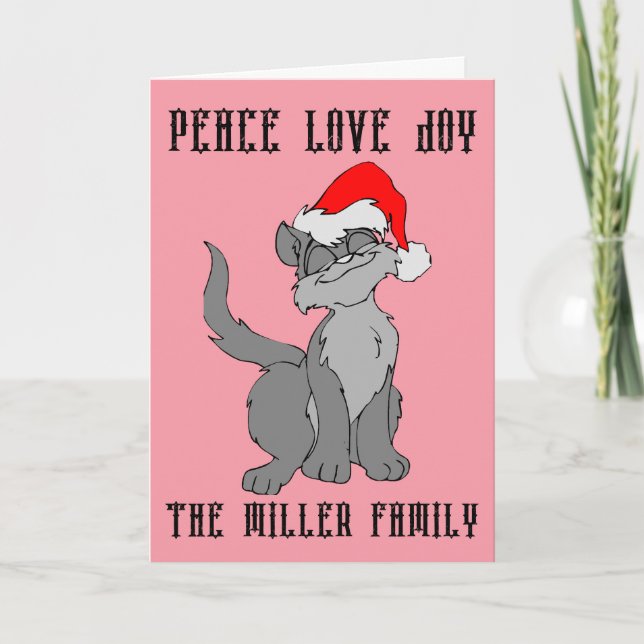 CUSTOM CAT CHRISTMAS GREETING CARDS PERSONALIZED (Front)