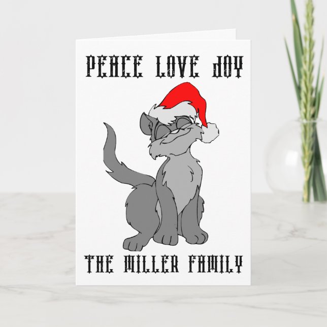 CUSTOM CAT CHRISTMAS GREETING CARDS PERSONALIZED (Front)
