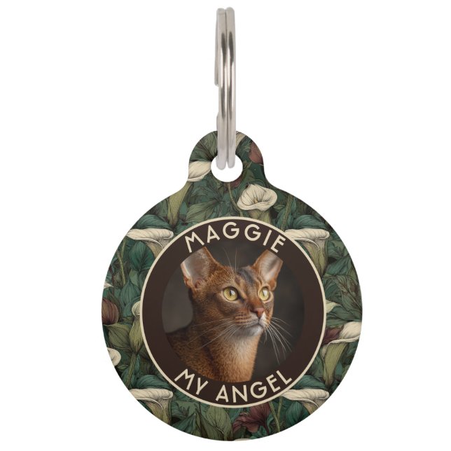 Custom Cat Dad Gift Calla Lilies Pet Tag (Front)
