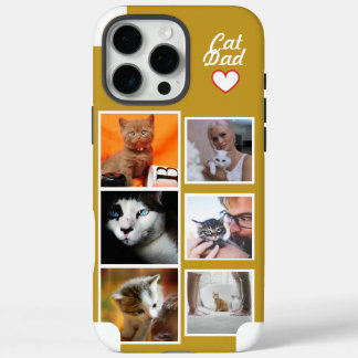 Custom Cat Dad Photo Collage Phone Case with Name