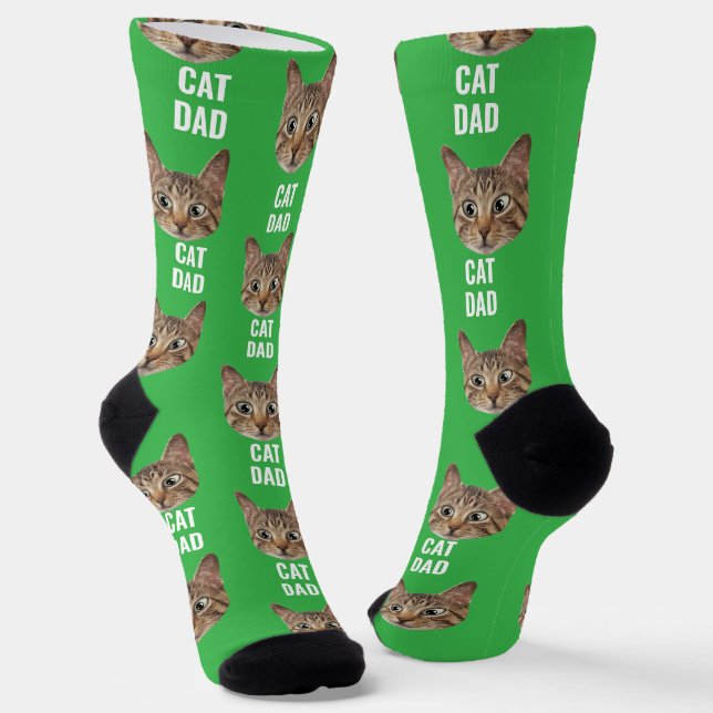 Custom Cat Dad Socks Cat Face Socks Cat Lover Gift (Angled)