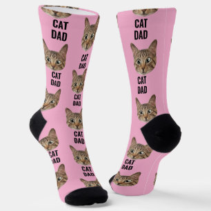 Custom Cat Dad Socks Cat Face Socks Cat Lover Gift