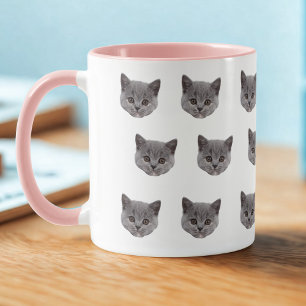 Custom Cat Face Mug Personalised Cat Mug