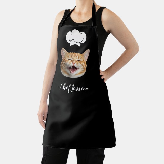 Custom Cat Face & Name Funny Chef Apron (Insitu)