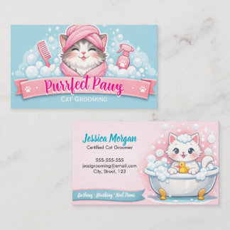 Custom Cat Groomer Business Card – Pastel Design
