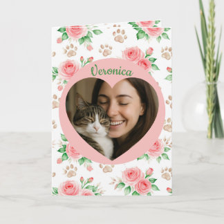 Custom Cat Lover Folded Greeting Card with Photo