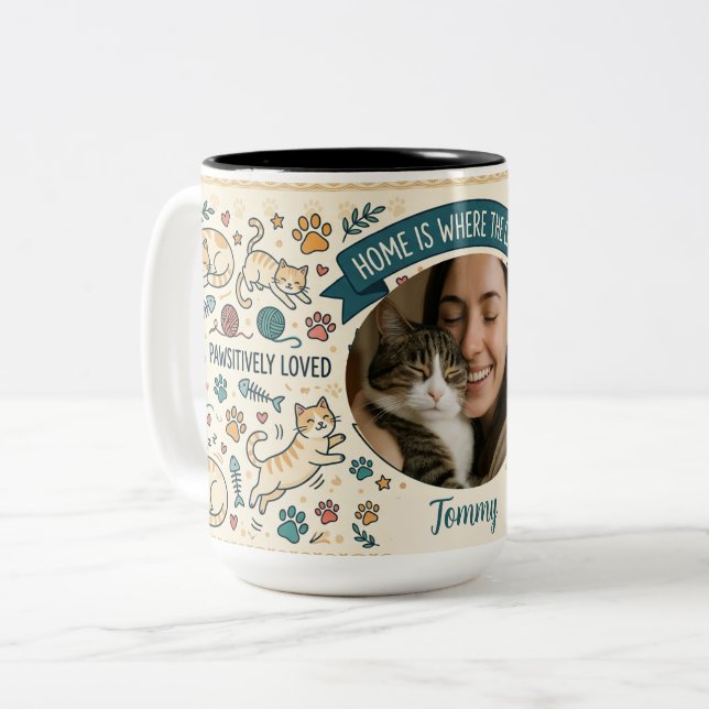 Custom Cat Lover Mug with Photo for Cat Mum (Front Left)