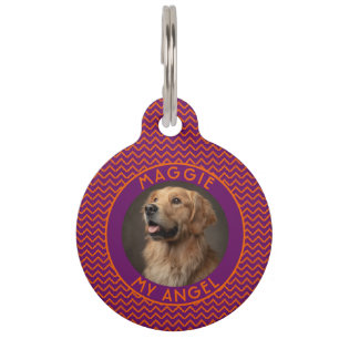 Custom Cat Lover Present Chevron Pattern Pet Tag