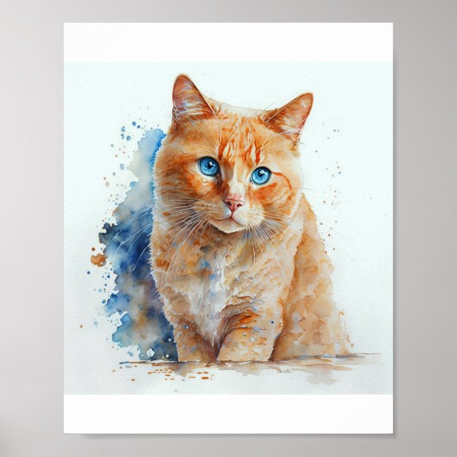 Custom Cat Memorial Portrait to Remember Your Pet Poster (Front)