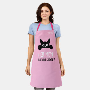 Custom Cat Mom Aprons, Funny Cat All-Over Print Apron
