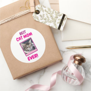 CUSTOM CAT MOM MUM EVER PET LOVE MOTHERS DAY DOG CLASSIC ROUND STICKER